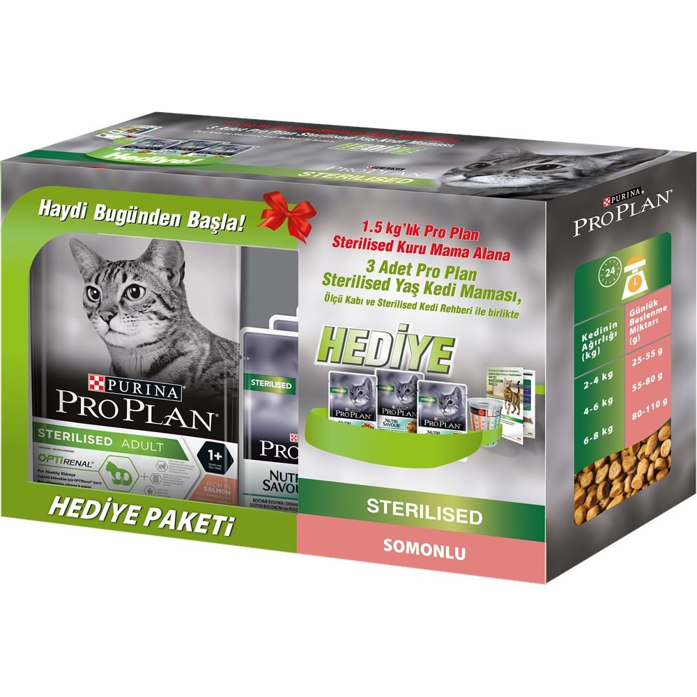 Pro Plan Steril Somon Kısır Kedi Maması Somonlu 1,5 kg+ 3 Adet Proplan Steril 85 Gr Konserve + Ölçü Kabı Hediye