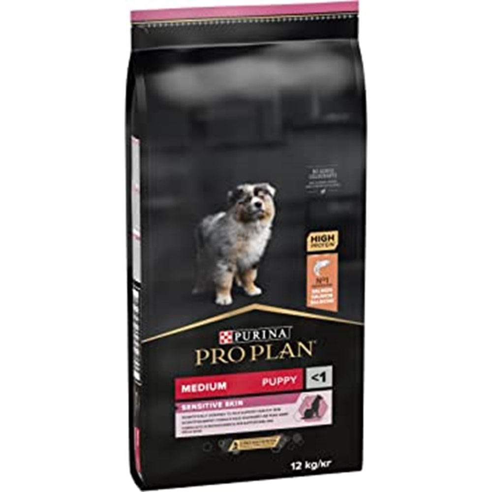 Pro Plan Sensitive Skin Puppy Medium Somonlu Yavru Köpek Maması 12 kg