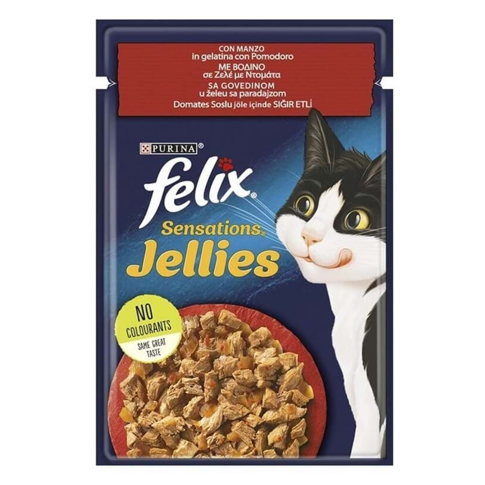 Felix Sensation Sığır & Domatesli Kedi Yaş Mama 85 Gr x 12 Adet