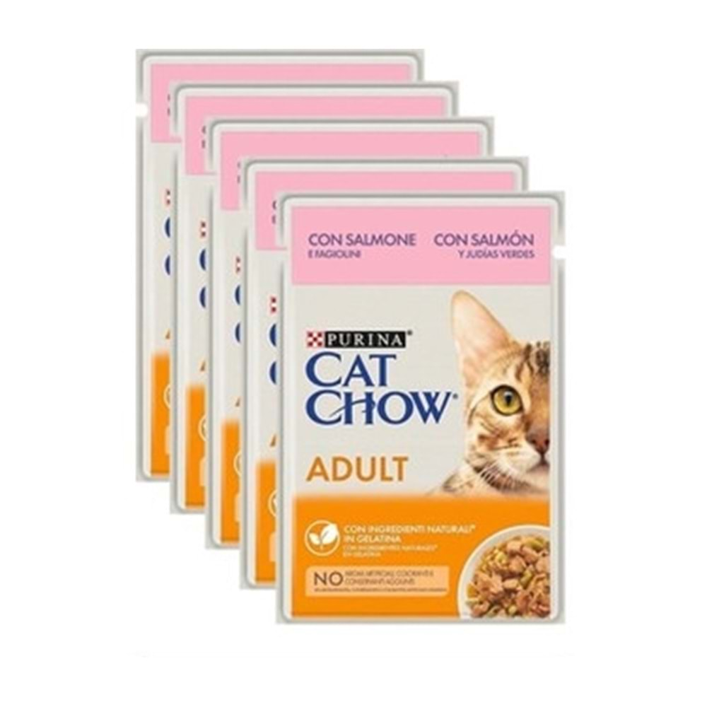 Cat Chow Somon & Yeşi Fasülye Kedi Yaş Mama 85 gr x 6 Adet