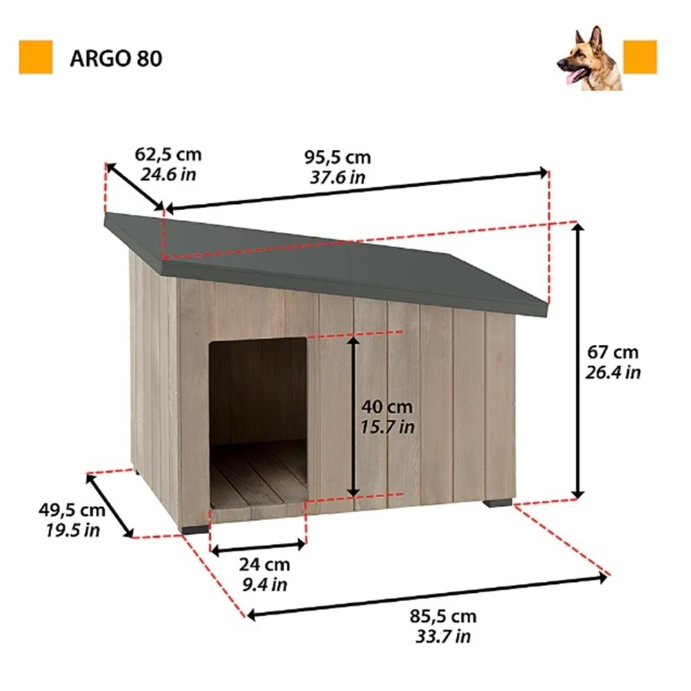 Ferplast Argo 80 FSC™ sertifikalı Kuzey çamı ahşap köpek kulübesi