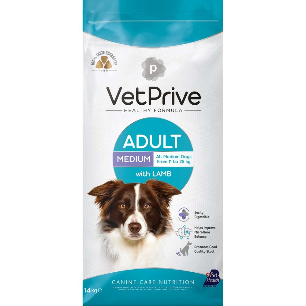 Vet Prive Dog Adult Medıum Wıth Lamb 14 Kg