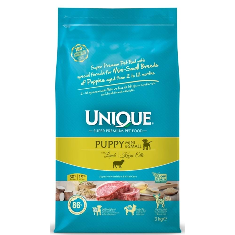 Unique Mini ve Küçük Irk Yavru Köpek Maması Kuzu Etli 3 kg