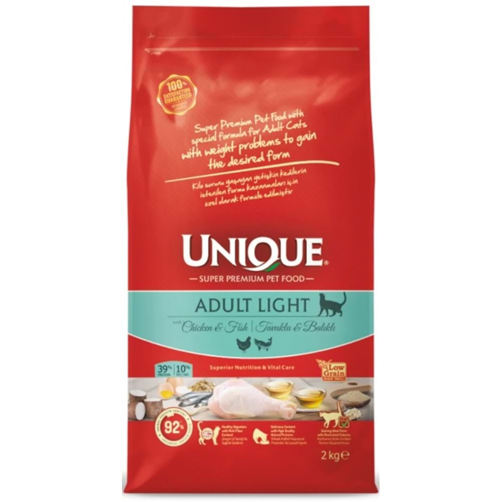 Unique Light Yetişkin Kedi Maması Tavuklu&Balıklı 2 KG