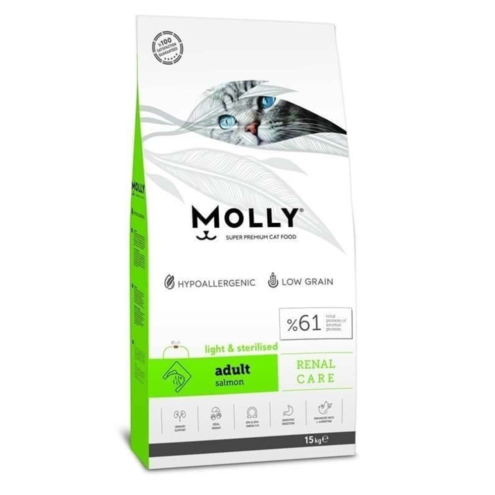 Molly Light & Sterilised Somonlu Kısır Kedi Maması 15 kg