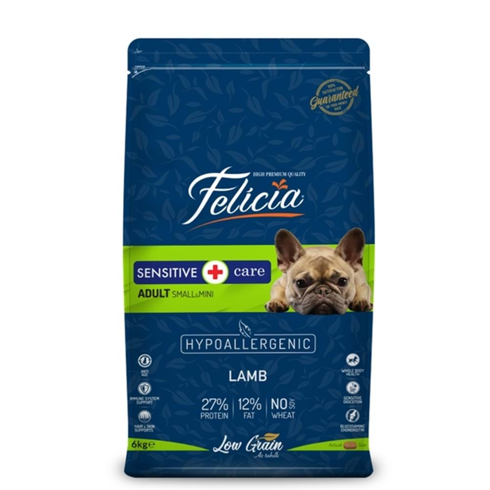 Felicia Yetişkin Kuzulu Small/Mini Az Tahıllı HypoAllergenic Köpek Maması 6 Kg