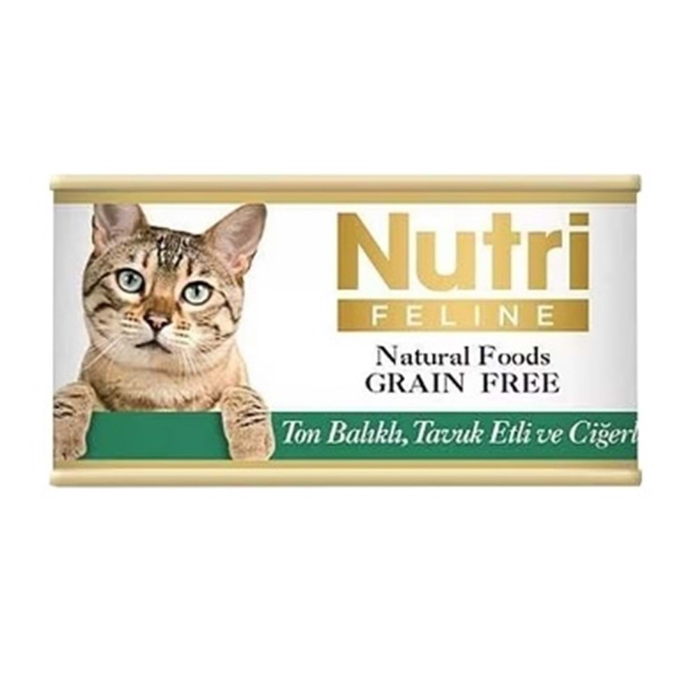 Nutri Feline Tahılsız Ton Balıklı ve Tavuk Ciğerli Yetişkin Kedi Konservesi 85 gr x 12 Adet