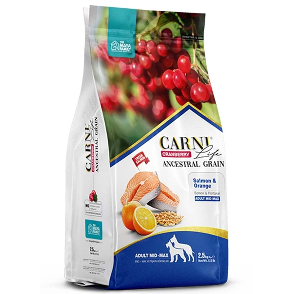 Carnı Lıfe Cranberry Ancestral Graın Köpek Somon & Portakal Yetişkin Medıum & Maxı 2.5 Kg