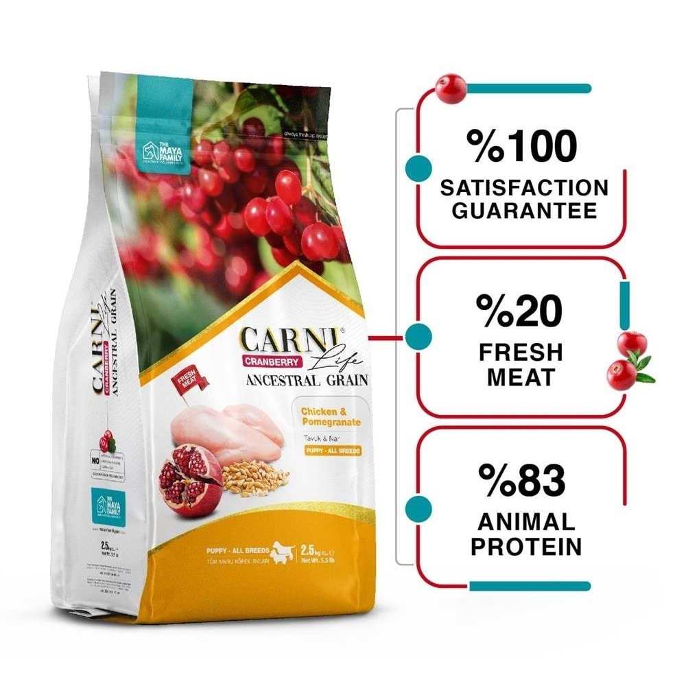 Carnı Lıfe Cranberry Ancestral Graın Köpek Tavuk & Nar Puppy Tüm Irklar 2.5 Kg