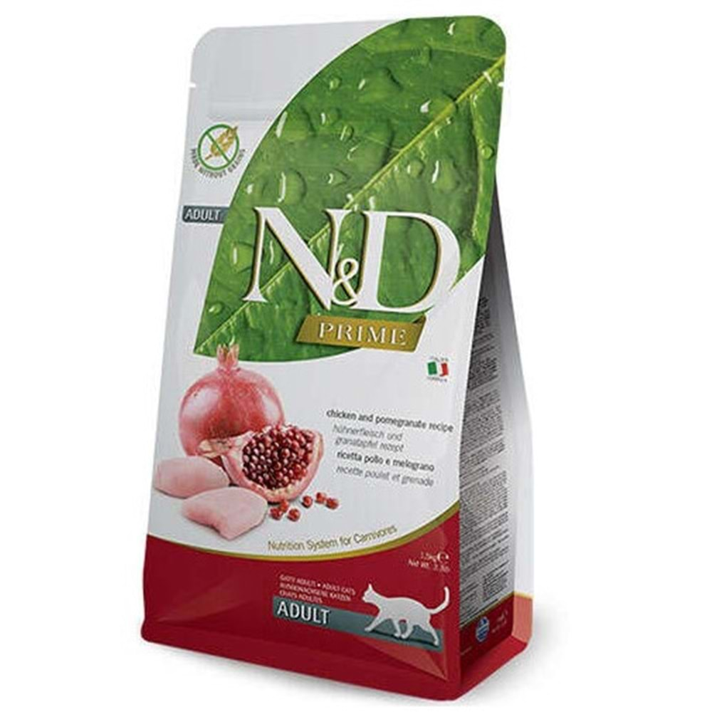 N&D Prime Tahılsız Tavuklu Ve Narlı Yetişkin Kedi Maması 1.5 Kg