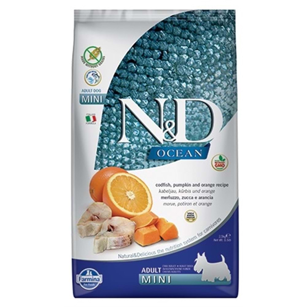 N&D Ocean Köpek Morina Balığı, Balkabağı & Portakal Yetişkin Mını 2.5Kg