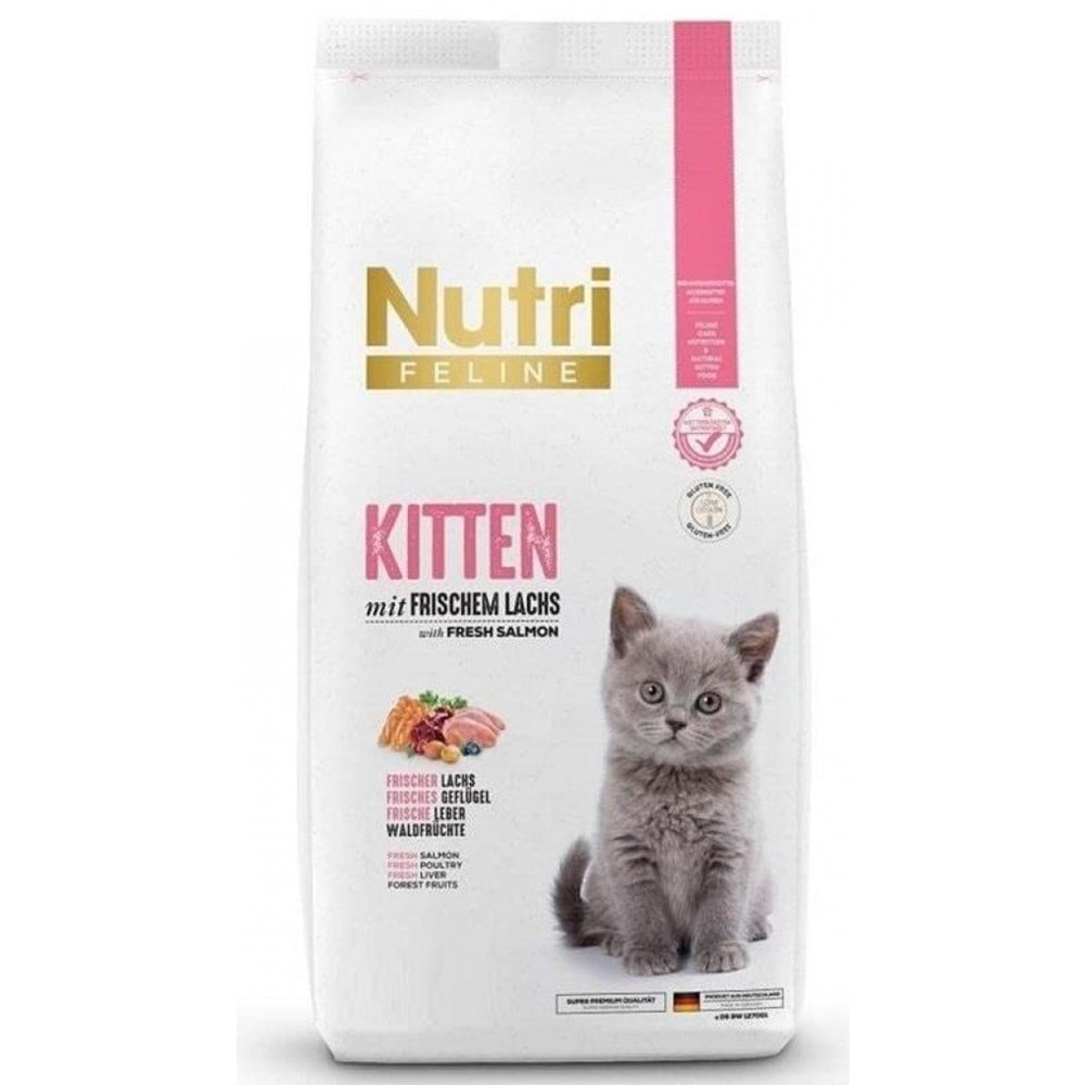 Nutri Feline Glutensiz Somonlu Düşük Tahıllı Yavru Kedi Maması 10 kg