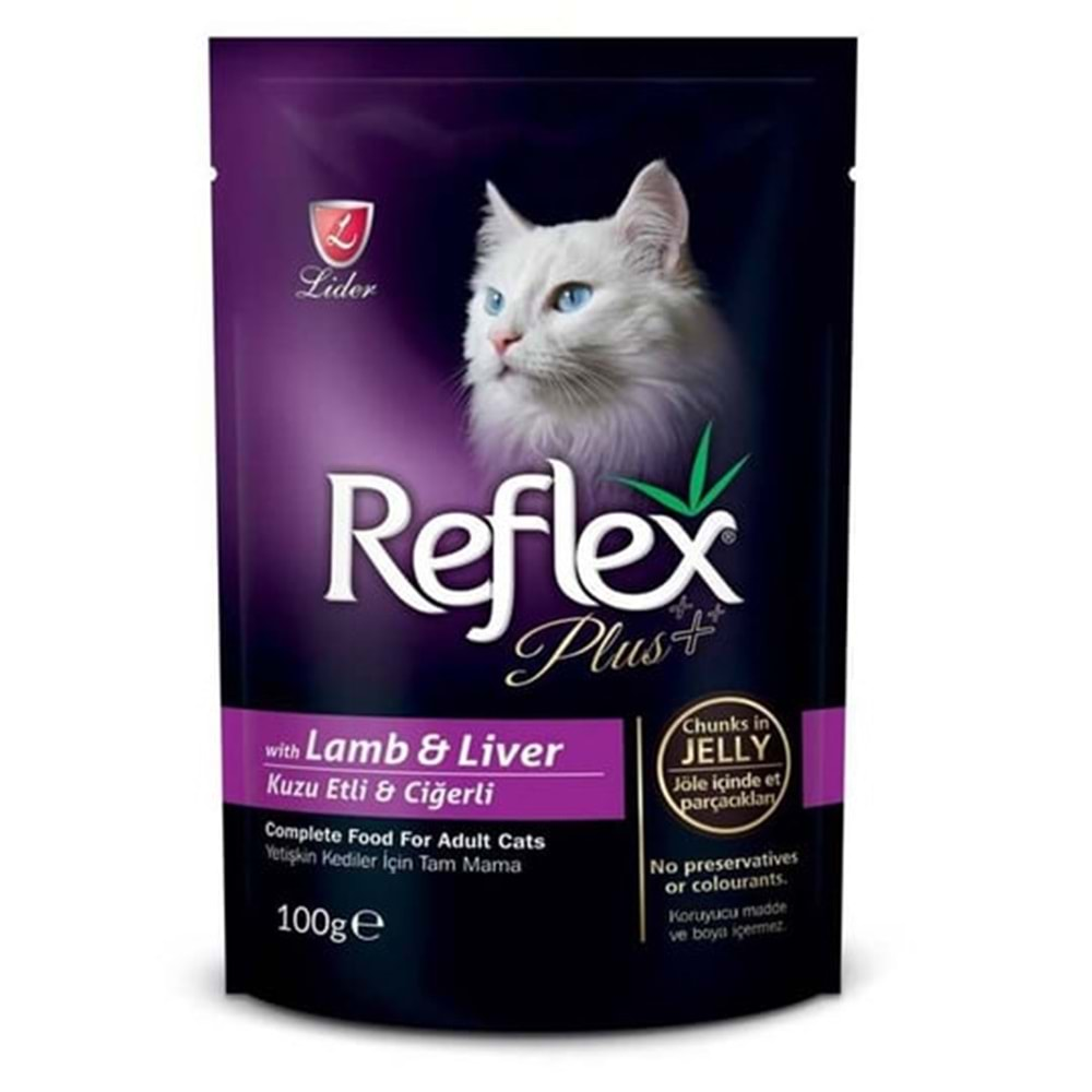 Reflex Plus Kuzu Etli Ciğerli Pouch Kedi Konservesi 100 Gr x 12 Adet