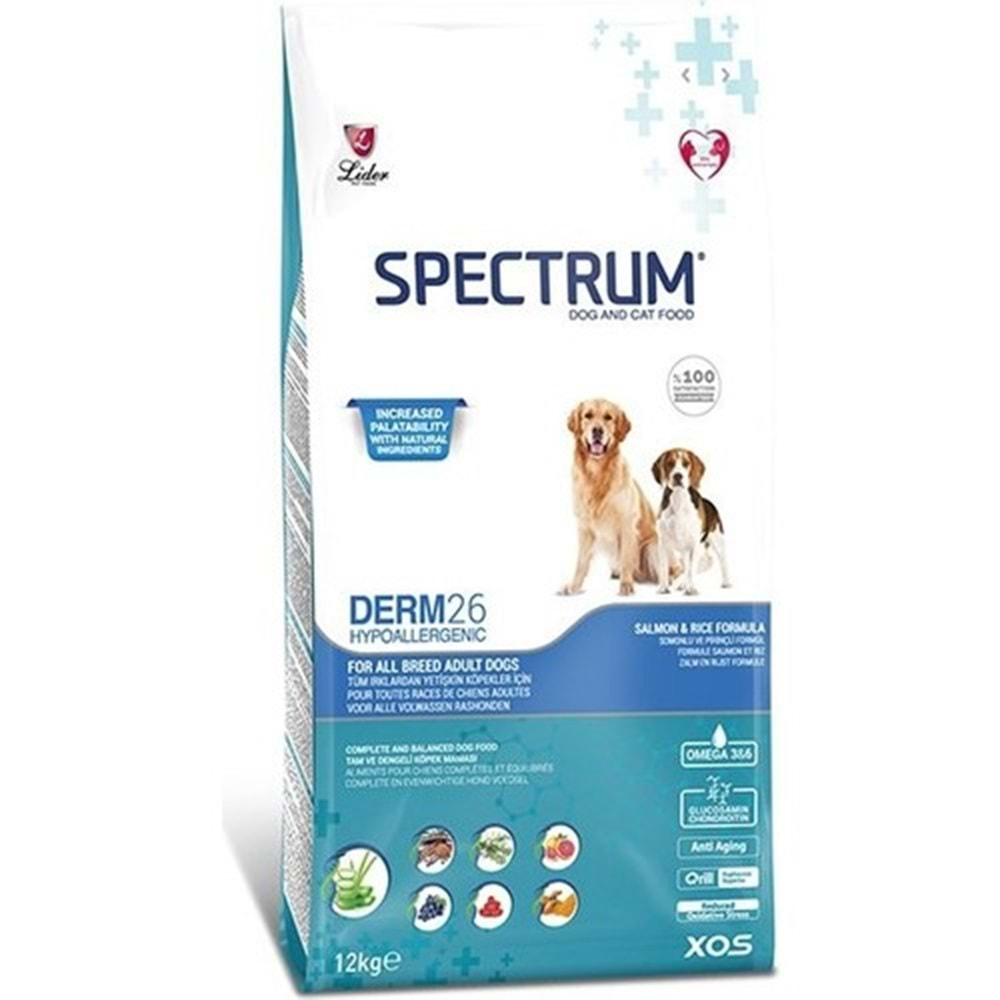 Spectrum DERM 26 Hipoalerjenik Somonlu Yetişkin Köpek Maması 12 kg