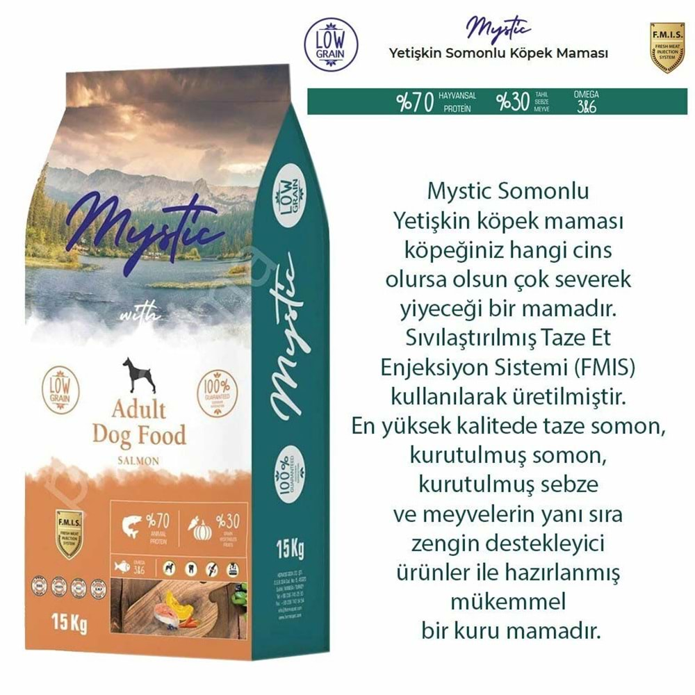 Mystic Az Tahıllı Yetişkin Köpek Maması Somonlu 15 kg