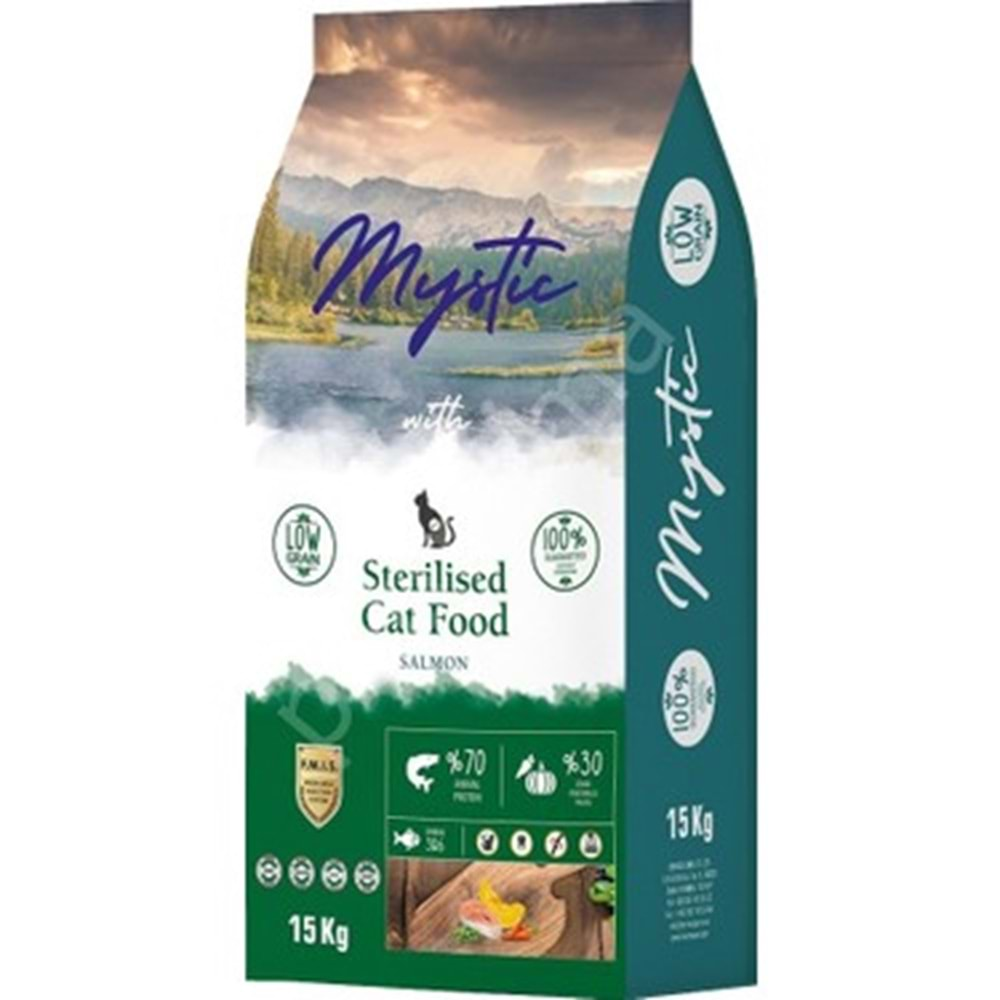 Mystic Az Tahıllı Kısır Kedi Maması Somonlu 15 kg