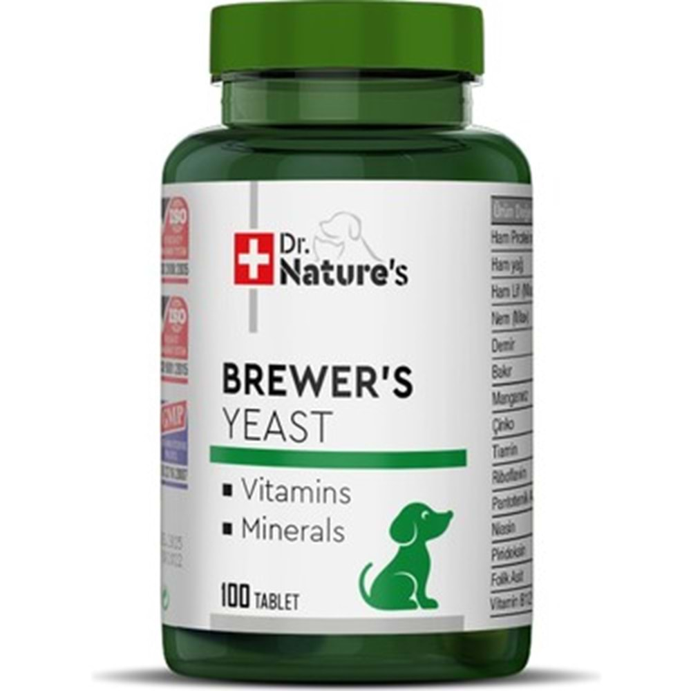 Dr Natures Brewers Yeast Köpek Tüy Dökülmeleri Önleyici Premiks 100 Tablet