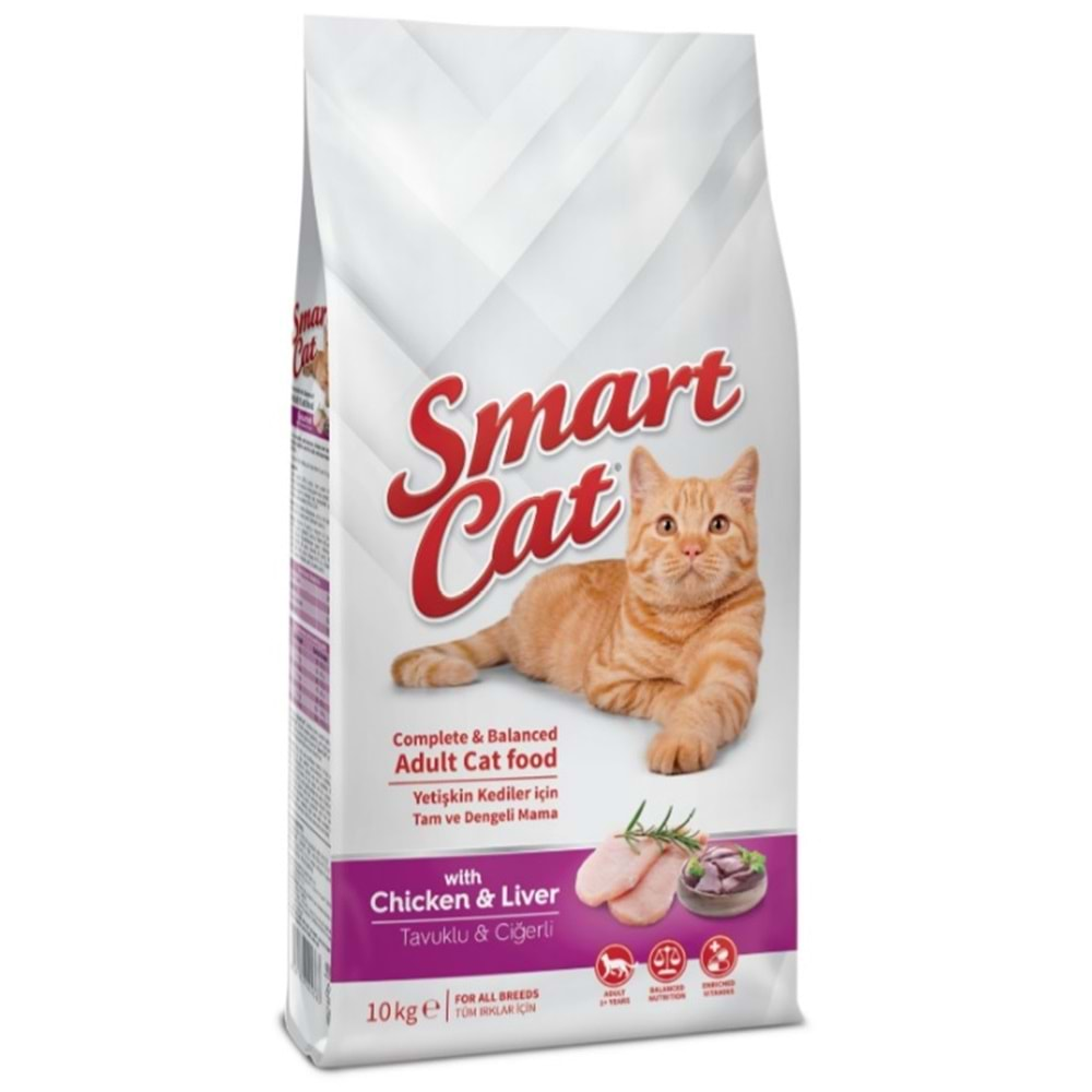 Smart Cat Tavuk Etli ve Ciğerli Yetişkin Kedi Maması 10 Kg