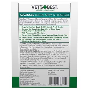 Vet's Best Köpek İçin Diş Ve Ağız Bakım Spreyi 120 Ml + Diş Temizleyici Top 6 Cm