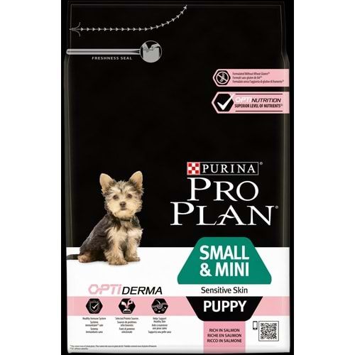 Pro Plan Puppy Small&Mini Sensitive Skin Somonlu Küçük Irk Yavru Köpek Maması 3kg