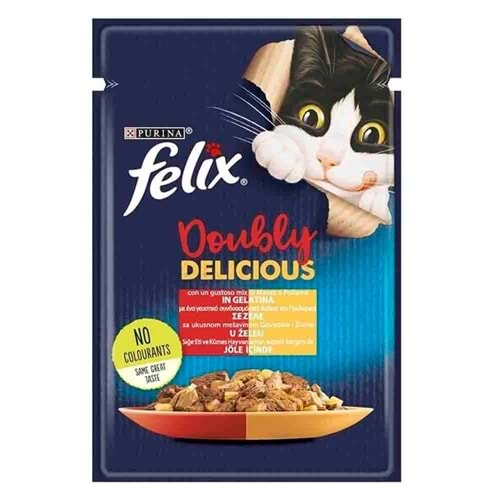 Felix Sığır Etli ve Kümes Hayvanlı Kedi Pouch 85 gr x 12 Adet