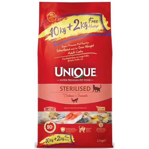 Unique Kısırlaştırılmış Kedi Maması Somonlu 10+2 kg