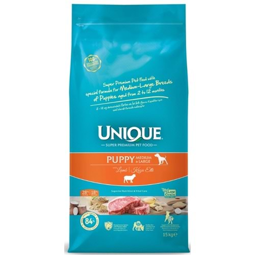 Unique Orta ve İri Irk Yavru Köpek Maması Kuzu Etli 15 kg