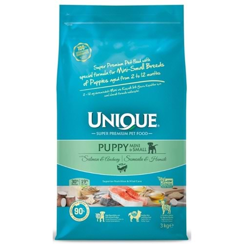 Unique Mini ve Küçük Irk Yavru Köpek Maması Somonlu&Hamsili 3 kg