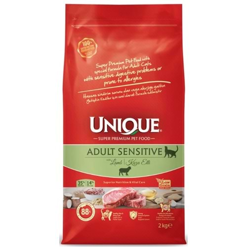 Unique Sensitive Yetişkin Kedi Maması Kuzu Etli 2 kg