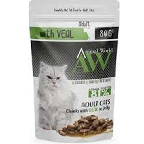 Animal World Adult Chunks with Veal in Jelly 80 Gr x 6 Adet