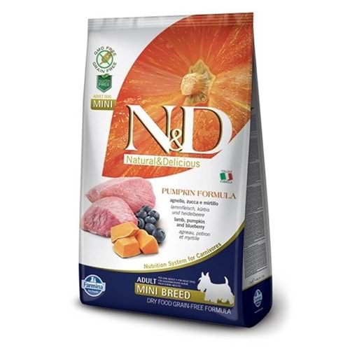 N&D Pumpkin Bal Kabaklı Kuzulu ve Yaban Mersinli Küçük Irk Tahılsız Yetişkin Köpek Maması 2,5kg