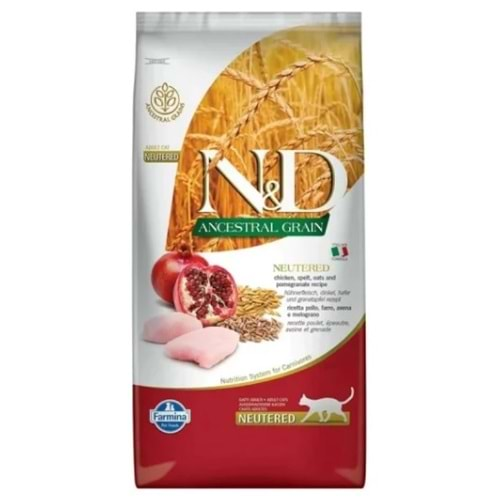 N&D Ancestral Grain Tavuklu ve Narlı Tahıllı Kısırlaştırılmış Kedi Maması 10kg