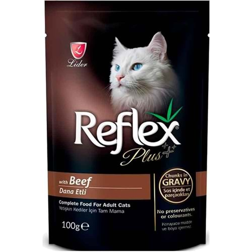 Reflex Plus Pouch Parça Etli Biftekli Kedi Konservesi 100 Gr x 12 Adet