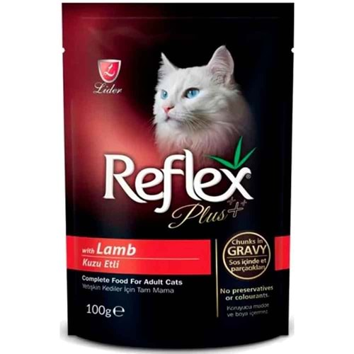 Reflex Plus Kuzu Etli Soslu Pouch Kedi Konservesi 100 Gr x 12 Adet