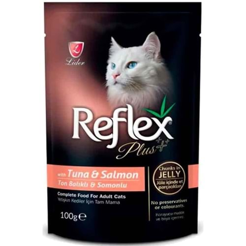 Reflex Plus Pouch Ton Balıklı ve Somonlu Yetişkin Kedi Konservesi 100 Gr x 12 Adet