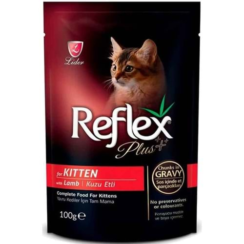 Reflex Plus Kuzu Etli Pouch Yavru Kedi Konservesi 100 Gr x 12 Adet