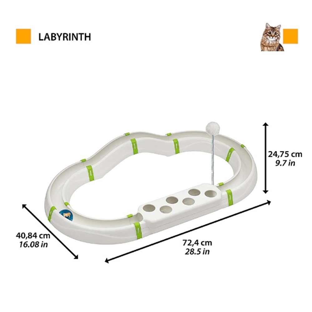 Ferplast Labyrinth Kediler İçin Eğlence oyuncağı Yanıp Sönen Top Dahil